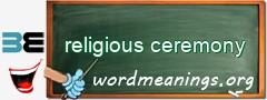 WordMeaning blackboard for religious ceremony